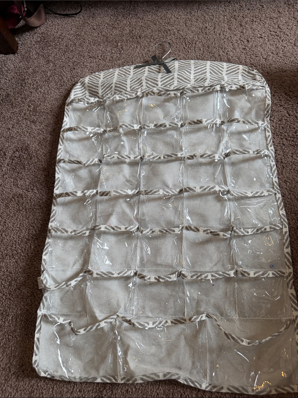 Clear Pocket Jewelry and Accessories Organizer - Beige